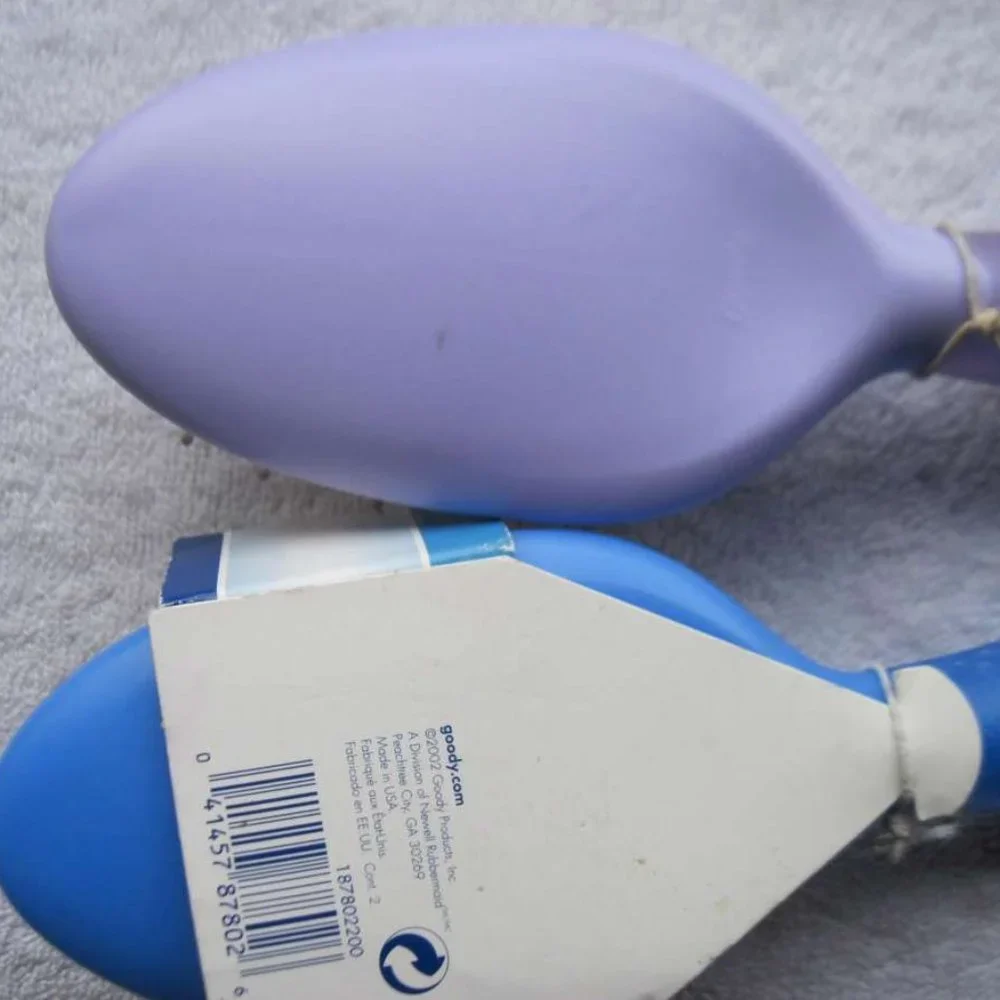 Goody Cushion Styling Hair Brush Extra Grip 2002 USA Lilac Blue Full Size Style